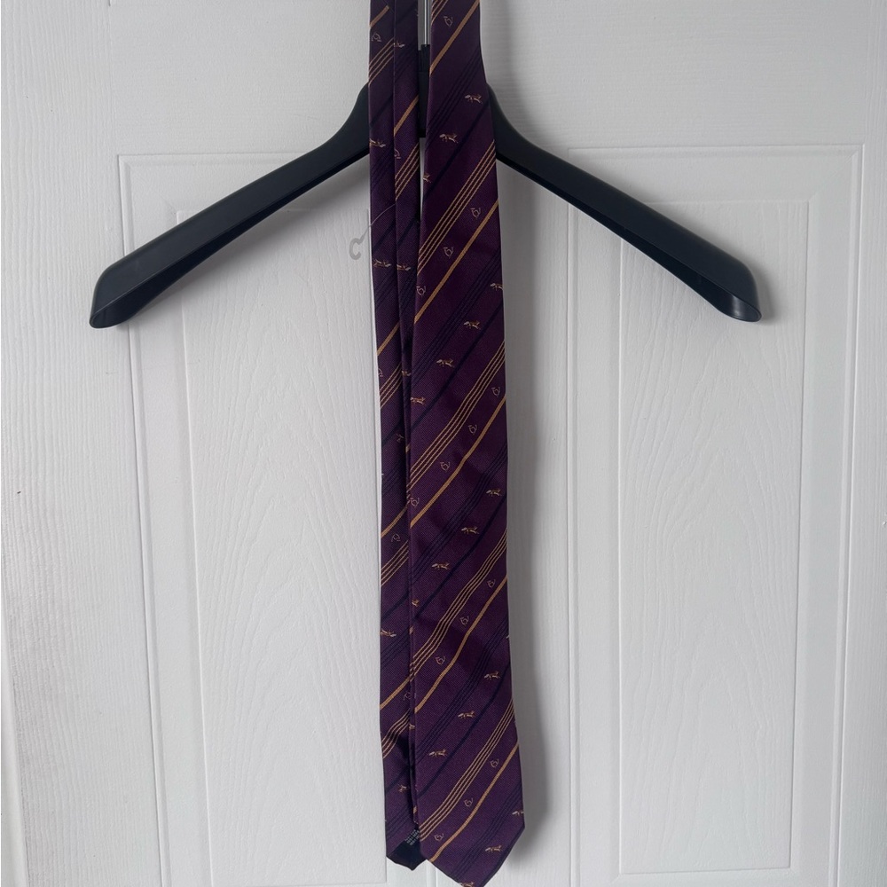 Gallieni 1889 Purple and Gold Striped Tie 100% silk made in Italy